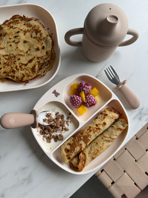 Tallerken for barn med inndeling og sugekopp – VELG FARGE