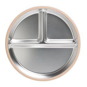 Barnetallerken i rustfritt stål m/ silikonkant - Nordisk sand KOMMER 27/3