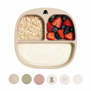 Tallerken for barn med inndeling og sugekopp – VELG FARGE